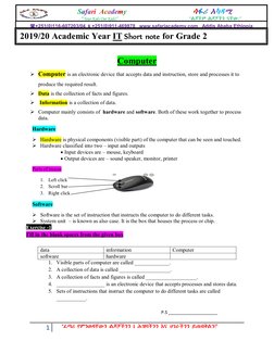 Grade 2 Computer Basics and Exercises | PDF | Computer Hardware | Input ...