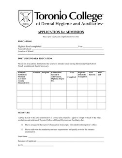 TCDHA Admission and Exam Details | PDF | Dental Hygienist | University ...