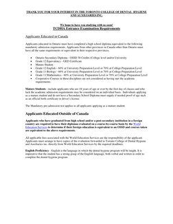 TCDHA Admission and Exam Details | PDF | Dental Hygienist | University ...