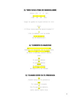 4 
 
3) *DIOS NUNCA PARA DE MARAVILLARME 
 
Intro: //E   F   G   A// 
 
E    F    G    A 
//OH   OH   OH   OH// 
 
 
Luego se
