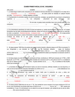 EXAMEN PRIMER PARCIAL DE ING.  BIOQUIMICA 
 
APELLIDOS.......................................................NOMBRE......