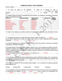 EXAMEN 2DO PARCIAL  DE ING. BIOQUIMICA 
Nombre y Apellido:...............................................................