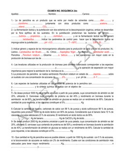 EXAMEN ING. BIOQUÍMICA 2do 
Apellido:…...................................................Nombre:………….....................