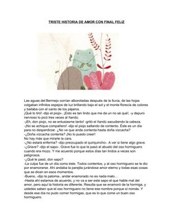 TRISTE HISTORIA DE AMOR CON FINAL FELIZ
          
Las aguas del Bermejo corrían alborotadas después de la lluvia, de las hoj