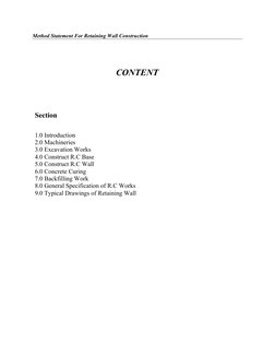 Retaining Wall Construction Method Statement | PDF | Concrete | Building
