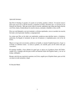 1 
 
 
 
 
 
 
 
Apreciado hermano: 
 
Que Dios lo bendiga, lo guarde y lo ayude en sus luchas, pruebas y labores.  Es nuestr