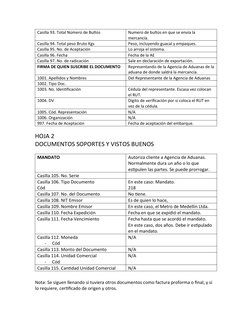 Casilla 93. Total Número de Bultos
Numero de bultos en que se envía la 
mercancía.
Casilla 94. Total peso Bruto Kgs
Peso, inc