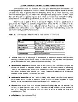LESSON 2: 
 
 UNDERSTANDING BELIEFS AND WORLDVIEWS
 
 
Every individual sees and interprets the world quite differently fr