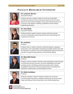 Structural Engineering Graduate Handbook
2019-2020
8
FACULTY RESEARCH INTERESTS
Dr. Luciana R. Barroso
Associa