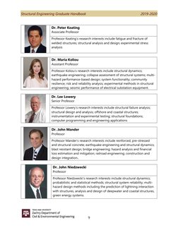 Structural Engineering Graduate Handbook
2019-2020
9
Dr. Peter Keating
Associate Professor
Professor Keating