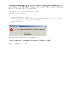Creating a User Login Form in Access | PDF | Microsoft Access | Login