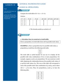 LESSON 10
Target:
At the end of the lesson, you 
should be able to:
performs the different types 
of operations on propositio