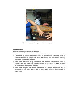 FIGURA 2. (ubicación de las pesas utilizadas en la práctica)

Procedimiento
Realiza un montaje como el de la figura