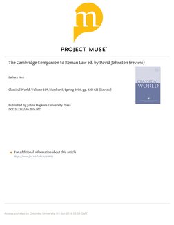 Review of The Cambridge Companion to Roman Law | PDF | Roman Law ...