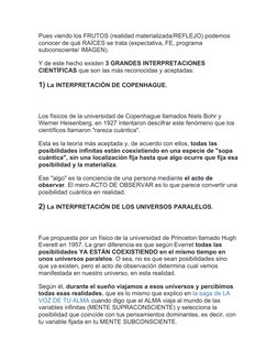 Pues viendo los FRUTOS (realidad materializada/REFLEJO) podemos 
conocer de qué RAÍCES se trata (expectativa, FE, programa 
s