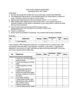 Study Habits Inventory Guide | PDF | Teachers | Test (Assessment)