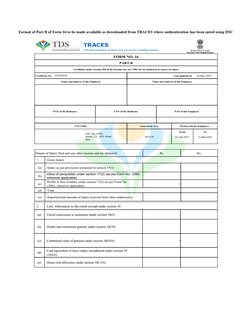 Format of Part B of Form 16 to be made available as downloaded from TRACES where authentication has been opted using DSC
