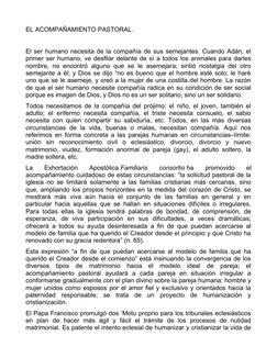 EL ACOMPAÑAMIENTO PASTORAL.
 
El ser humano necesita de la compañía de sus semejantes. Cuando Adán, el
primer ser humano, ve