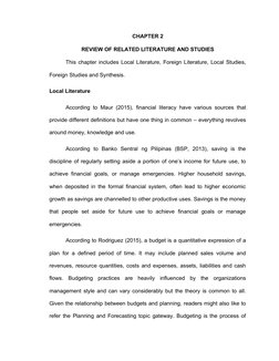 CHAPTER 2
REVIEW OF RELATED LITERATURE AND STUDIES
This chapter includes Local Literature, Foreign Literature, Local Studies,