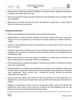 Página 10 de 20 
 Supervisa que el personal de salud no deposite en los tánicos basura, objetos punzocortantes 
o cualq