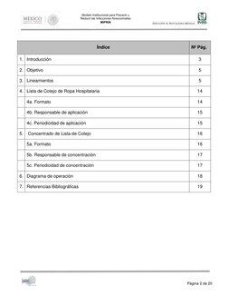 Página 2 de 20
Índice
Nº Pág.
1. Introducción
3
2. Objetivo
5
3. Lineamientos
5
4. Lista de Cotejo de