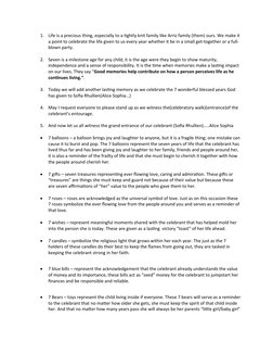 1.
Life is a precious thing, especially to a tightly knit family like Arriz family (them) ours. We make it
a point to celebra