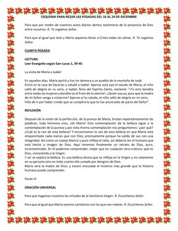 ESQUEMA PARA REZAR LAS POSADAS DEL 16 AL 24 DE DICIEMBRE 
 
Para que por medio de nuestros actos diarios demos testimonio d