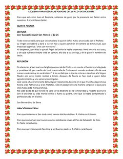 ESQUEMA PARA REZAR LAS POSADAS DEL 16 AL 24 DE DICIEMBRE 
 
Para que así como Juan el Bautista, saltemos de gozo por la pre