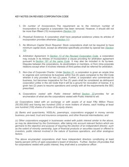 KEY NOTES ON REVISED CORPORATION CODE 
1.
On  number  of  Incorporators. The  requirement  as  to  the  minimum  number  of
i