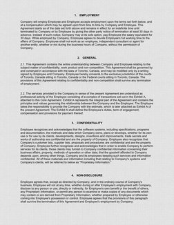 1. EMPLOYMENT 
 
Company will employ Employee and Employee accepts employment upon the terms set forth below, and 
at a c