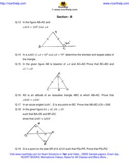 42 
 
Section - B 
Q.13 In the figure AB=AC and  
 
                   
 
 
 
 
Q.14 In a                            determin