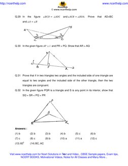 45 
 
Q.29 In 
the 
figure 
           
and          . 
Prove 
that 
AD=BC  
and       
 
 
Q.30 In the given figure       an