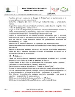 “PROCEDIMIENTO OPERATIVO
MANIOBRAS DE IZAJE”
Rev. B             08-06-2020
Contrato N°: A9SN – 30 – K – 103 “Construcción de