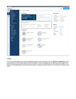 Config
If you are not already logged into your Gateway, 
 tab presents you with a login screen. Enter the 
 and 
 for the 
Co