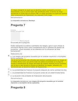 Un riesgo emergente es aquél que se identifica cuando el proyecto ya se está 
desarrollando y que no podría haber sido identi