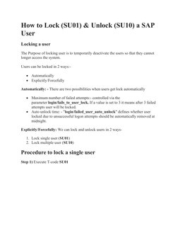 How To Lock (SU01) & Unlock (SU10) A SAP User | PDF | Computers