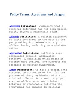 Police Terminology List.pdf Police Jargon and Definitions Guide | PDF | Arrest | Crimes