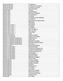 Banda El Recodo 
Y llegaste tú
Banda El Recodo 
Yo sé que te acordarás
Banda El Recodo 
Yo tengo una ilusión
Banda Escamilla