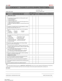 Loto Inspection Format LOTO Inspection Checklist Form | PDF | Safety | Mechanical Engineering