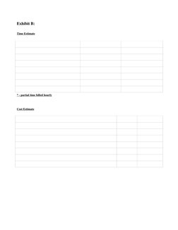 Exhibit B:
Time Estimate
* - partial time billed hourly
Cost Estimate
