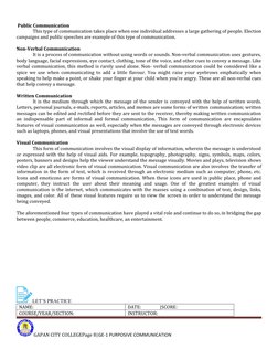 Public Communication
This type of communication takes place when one individual addresses a large gathering of people. Elect