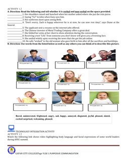 ACTIVITY 1.2
A. Direction: Read the following and tell whether it is verbal and non-verbal on the space provided.