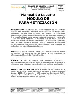 MANUAL DE USUARIO MODULO 
DE PARAMETRIZACION 
MODULO DE PARAMETRIZACION 
CÓDIGO: 
03 
VERSIÓN: 
V Abril-2010 
 
 
ELABORÓ