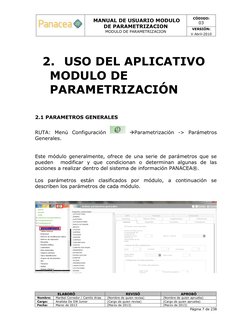 MANUAL DE USUARIO MODULO 
DE PARAMETRIZACION 
MODULO DE PARAMETRIZACION 
CÓDIGO: 
03 
VERSIÓN: 
V Abril-2010 
 
 
ELABORÓ