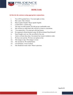 Class 8 Conjunctions Worksheet | PDF