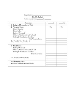 Organization: ________________________
Flexible Budget
For the period from ________ to_________