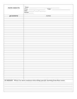 Note Sheet Template for Students | PDF | Career & Growth