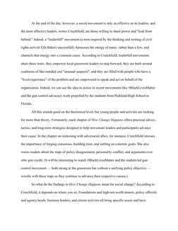 At the end of the day, however, a social movement is only as effective as its leaders, and 
the most effective leaders, write