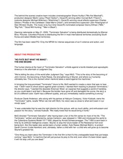 The behind-the-scenes creative team includes cinematographer Shane Hurlbut ("We Are Marshall"), 
production designer Mart