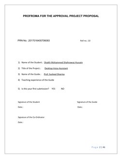 PROFROMA FOR THE APPROVAL PROJECT PROPOSAL
     PRN No. :2017016400706083                                                   R